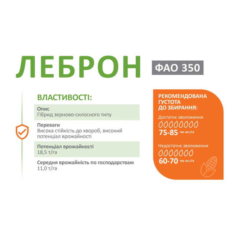 Кукурудза Леброн DeMARCUS ФАО 350